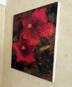1 x Floral Art Print On Box Frame Featuring Red Flowers - Dimensions: 49 x 59.5cm - From An