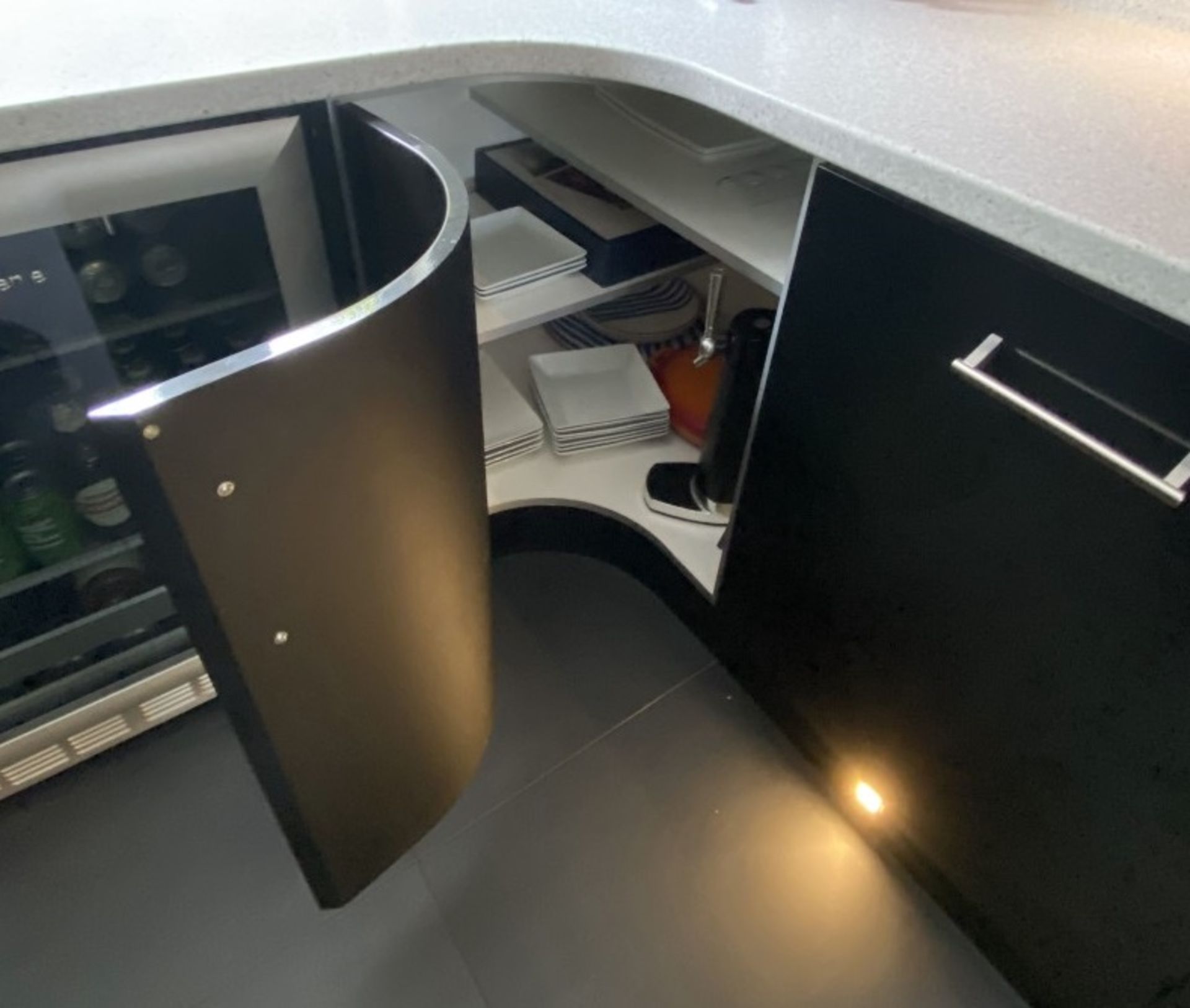 1 x MAGNET Modern Black Gloss Fitted Kitchen With Premium Branded Appliances + Corian Worktops - Image 61 of 62