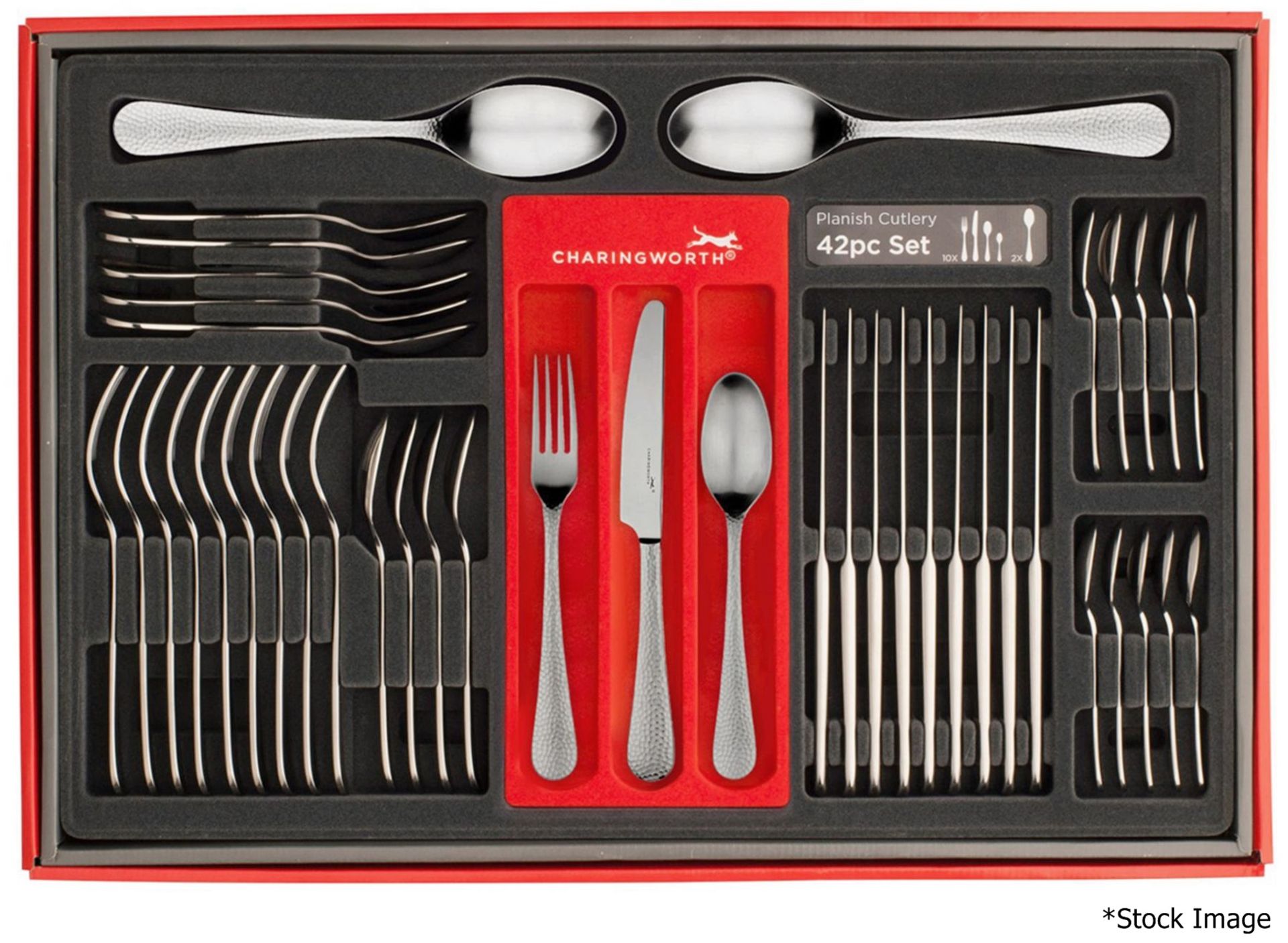 CHARINGWORTH 'Planish' Luxury Stainless Steel 42-Piece Cutlery Set - Original Price £350.00