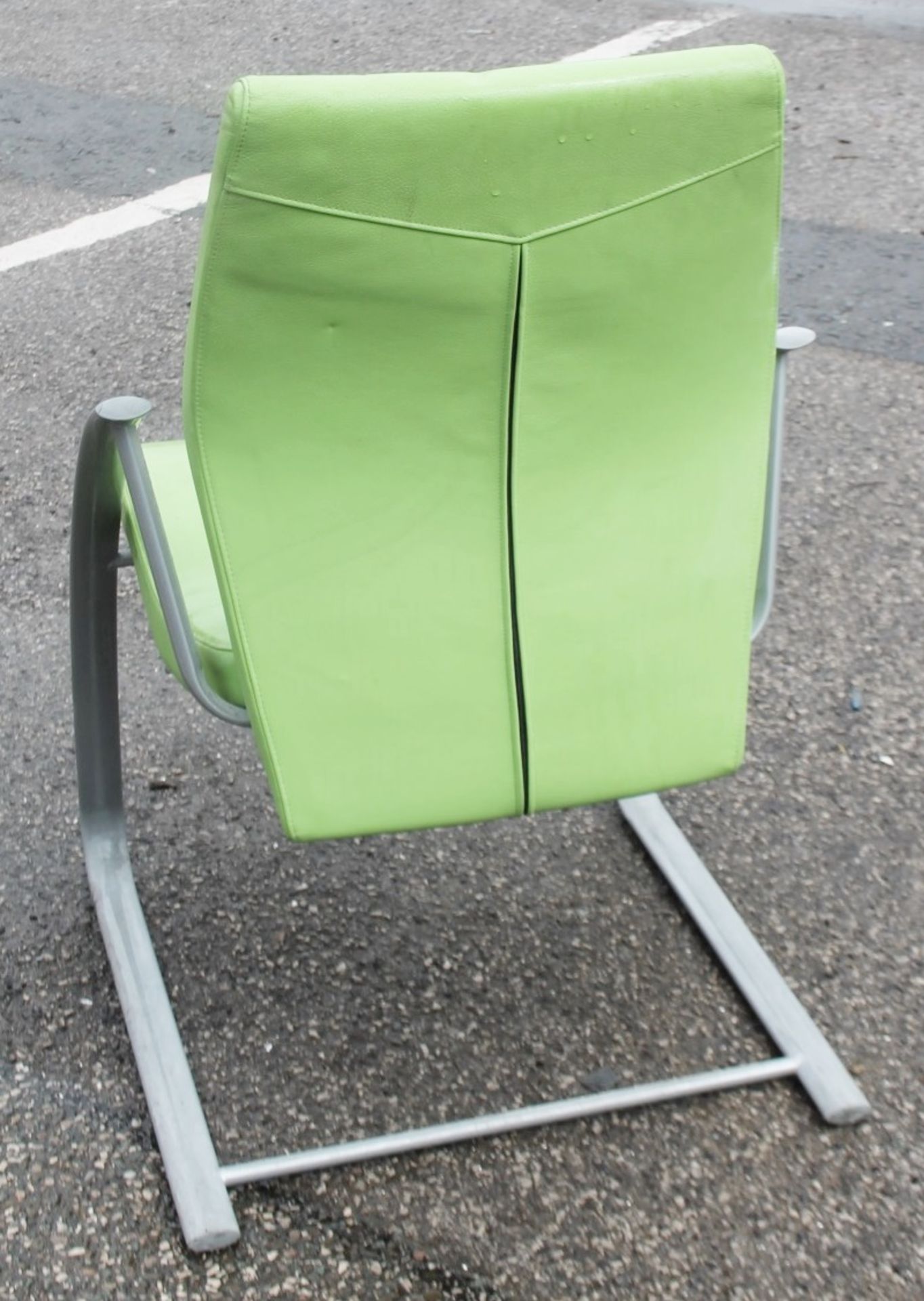 1 x VERCO Branded Cantilever Chair Upholstered In A Lime Faux Leather - Removed From An Executive - Bild 3 aus 5