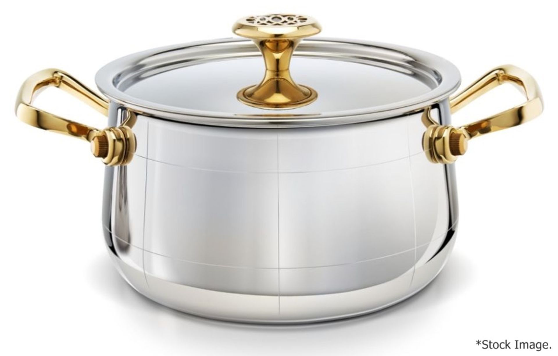 1 x ONDINE Medium 'Platine' Premium Titanium-grade Stainless Steel Double-Handle Saucepan - RRP £365