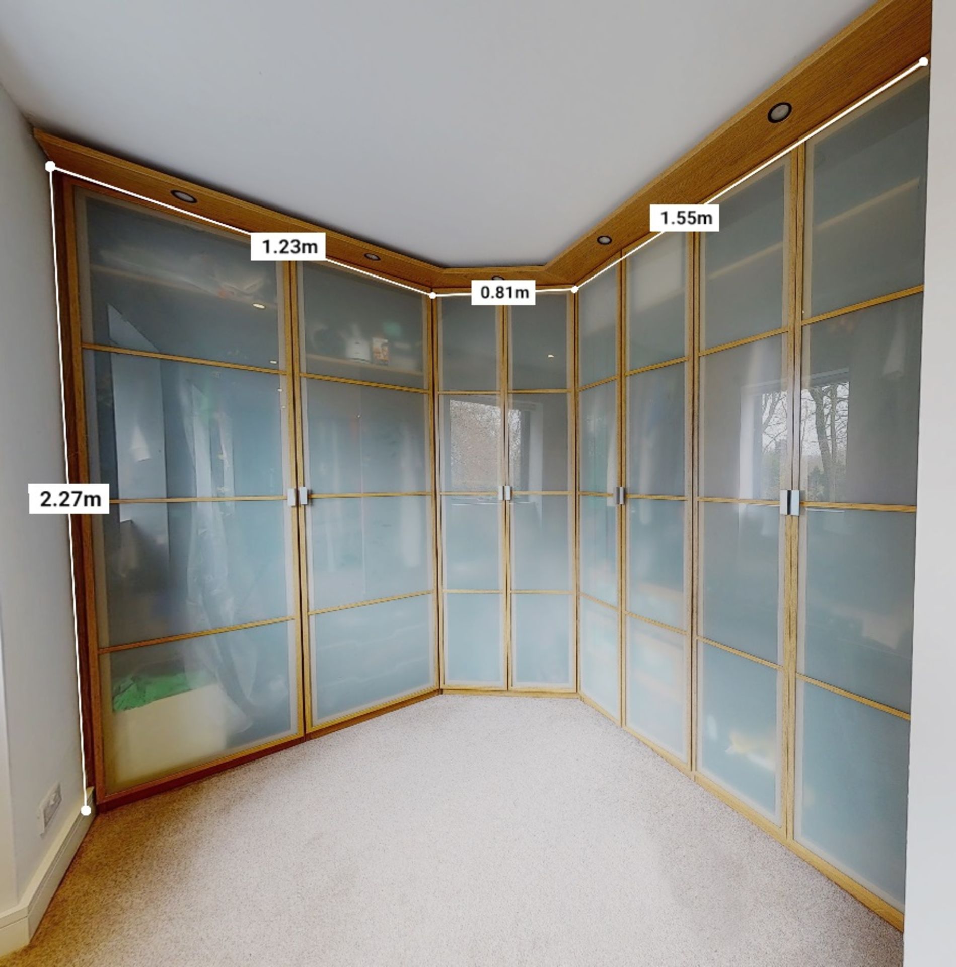 Large Bank Of Bespoke Fitted Master Bedroom Wardrobe Storage With Frosted Glass 8-Door Frontage - - Image 7 of 8