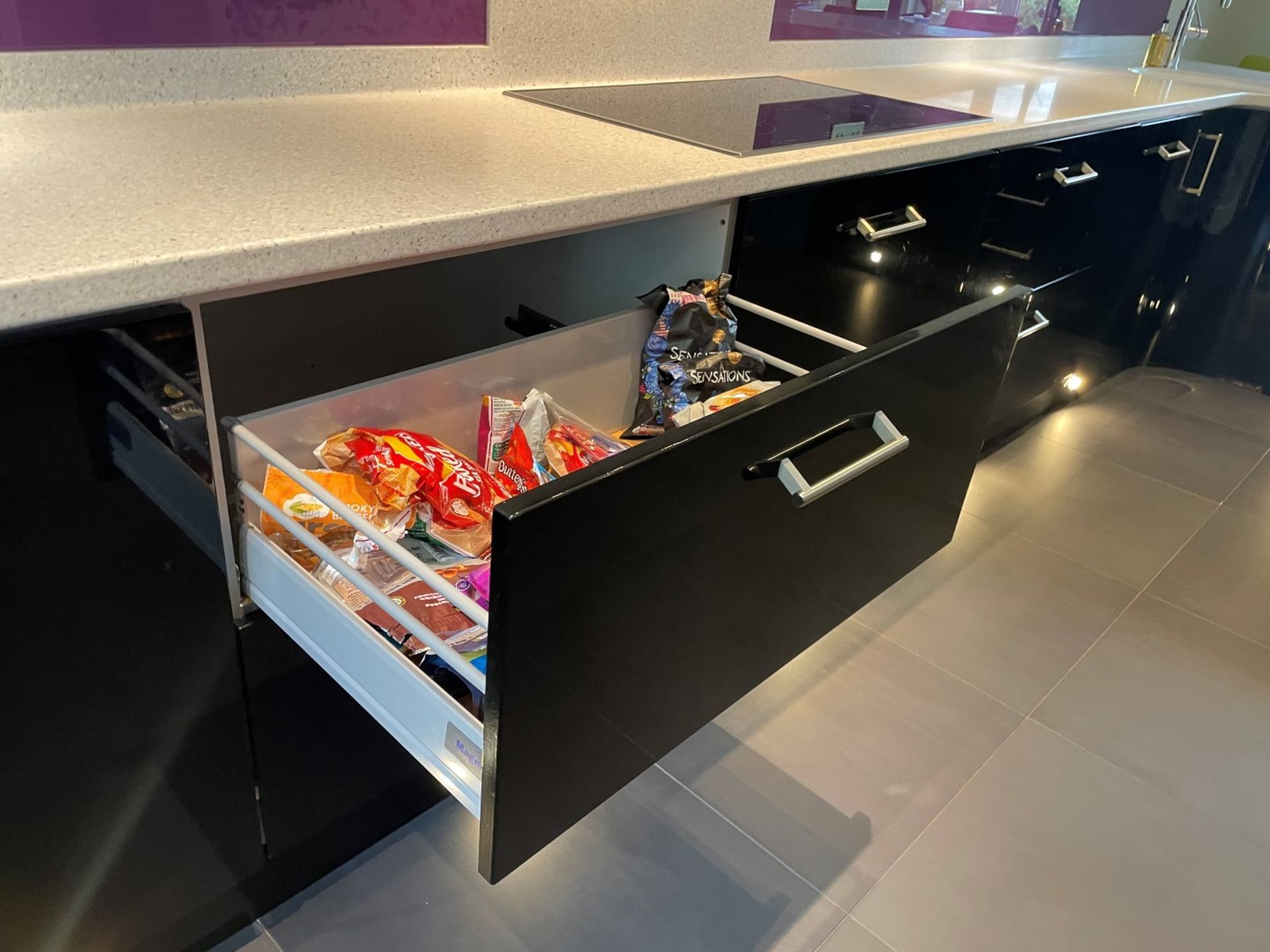 1 x MAGNET Modern Black Gloss Fitted Kitchen With Premium Branded Appliances + Corian Worktops - Image 31 of 62
