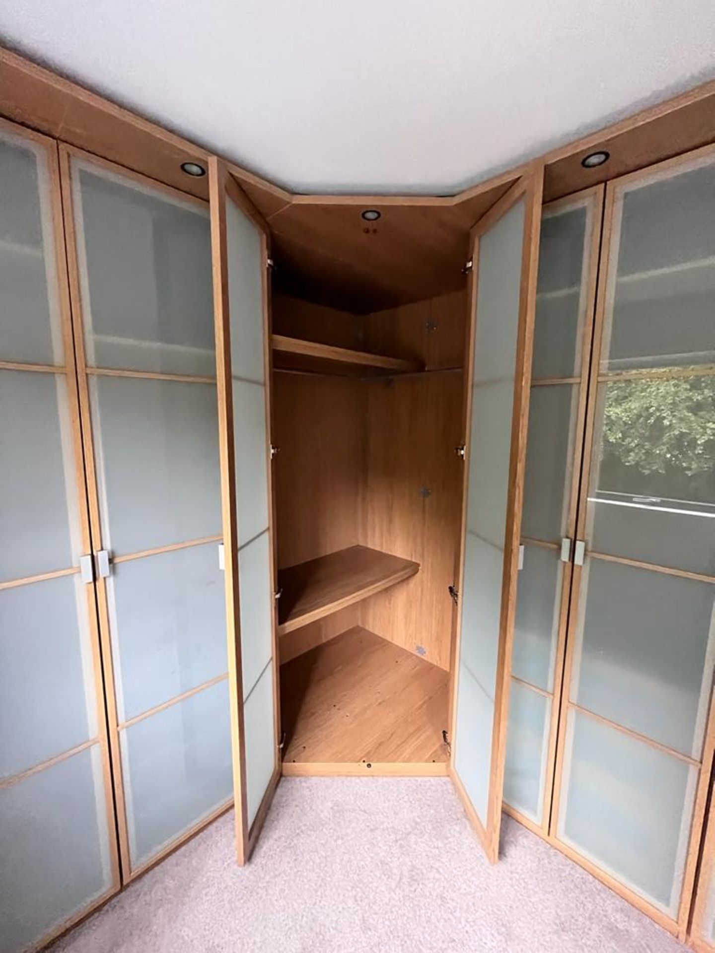 Large Bank Of Bespoke Fitted Master Bedroom Wardrobe Storage With Frosted Glass 8-Door Frontage - - Image 6 of 8