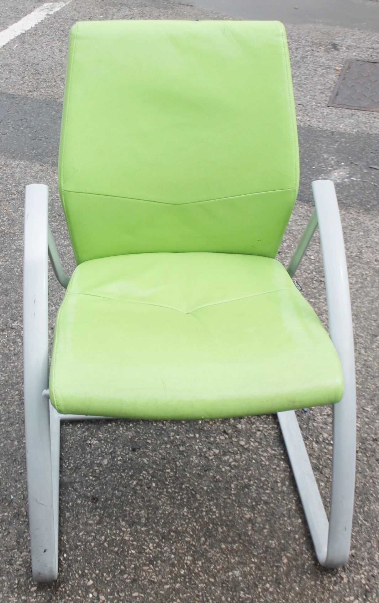 1 x VERCO Branded Cantilever Chair Upholstered In A Lime Faux Leather - Removed From An Executive - Bild 2 aus 5