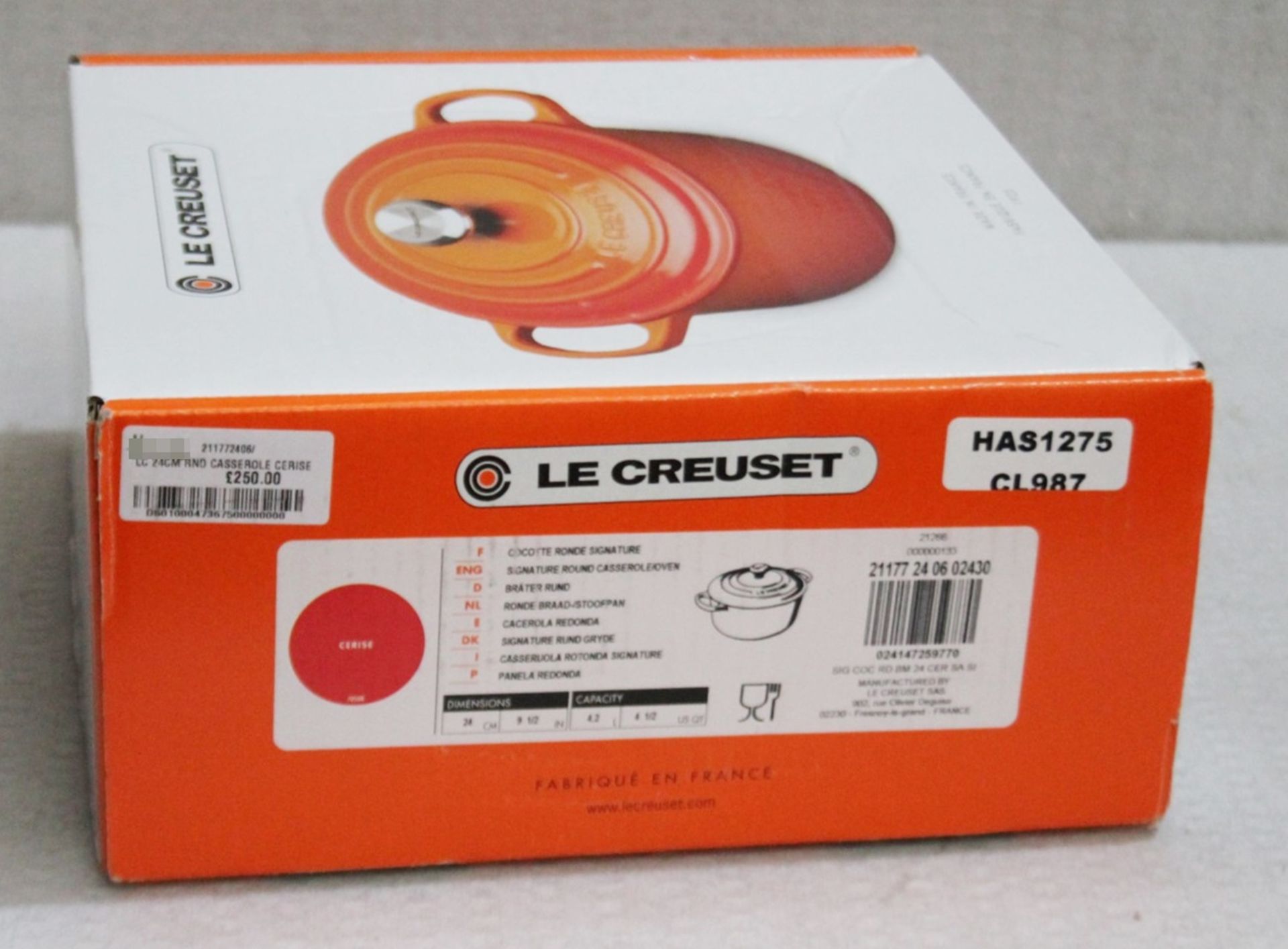 1 x LE CREUSET Enamelled Cast Iron 24cm Rnd Casserole Cerise - Original Price £250.00 - Boxed Stock - Image 4 of 5