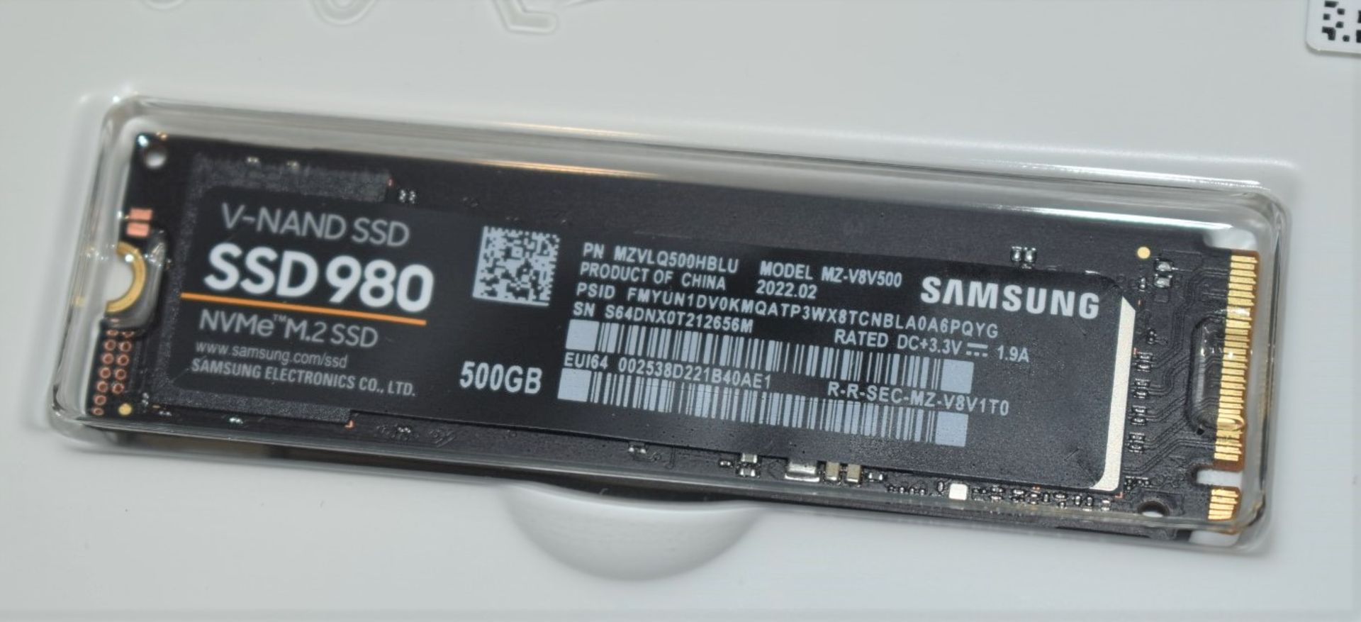 1 x Samsung SSD 980 NVMe M.2 500GB SSD Drive - 2022 Model With Original Box - Very Light Use - Image 3 of 3