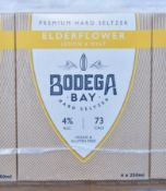 24 x Bodega Bay Hard Seltzer 250ml Alcoholic Sparkling Water Drinks - Elderflower Lemon & Mint