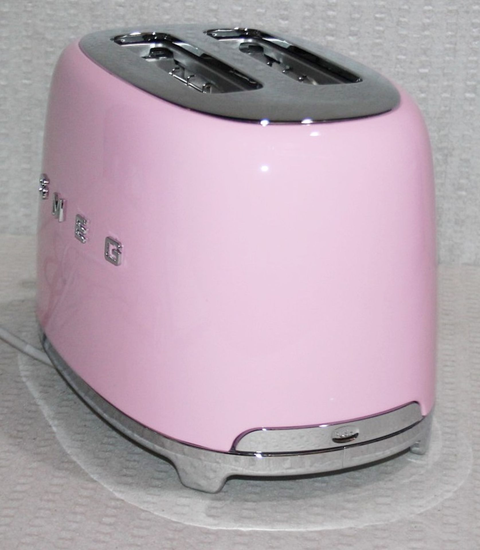 1 x SMEG Retro 2-Slice Stainless-Steel Toaster In Pink & Chrome - Original Price £149.00 - Ref: - Image 4 of 14