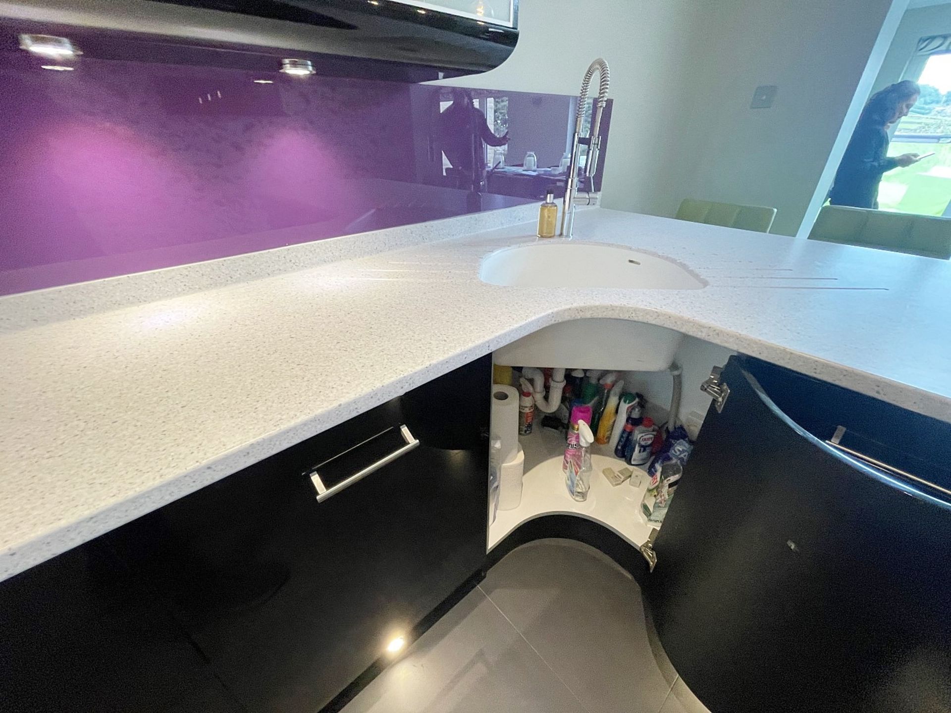 1 x MAGNET Modern Black Gloss Fitted Kitchen With Premium Branded Appliances + Corian Worktops - Image 36 of 62