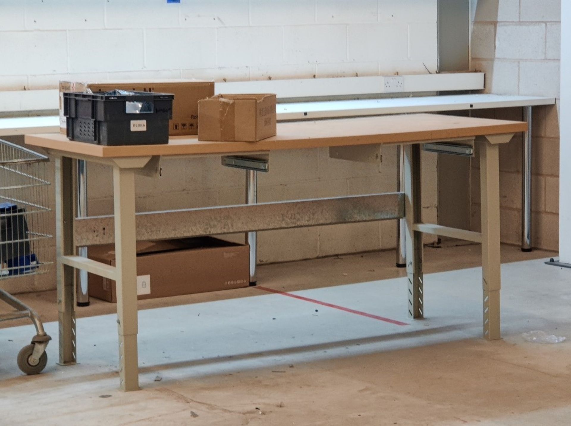 1 x Workbench With Height Adjustable Legs - Removed From a Computer Workshop - Size: W200 x D80 cms - Image 4 of 6