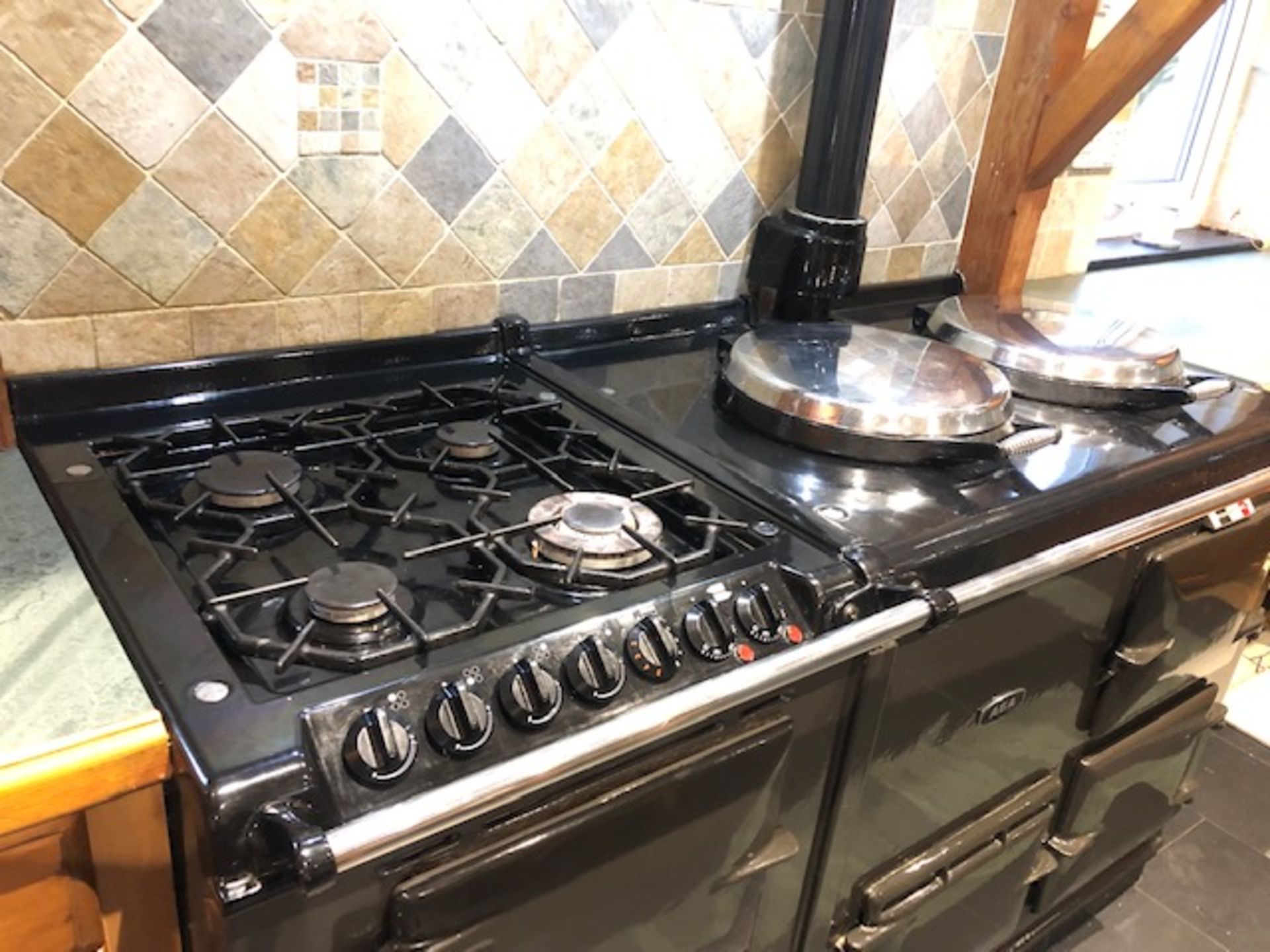 1 x AGA Gas 4-Oven Range Cooker With Twin Cast-Iron Hotplates And 4-Burner Hob - Dark Brown - NO VAT - Image 3 of 11