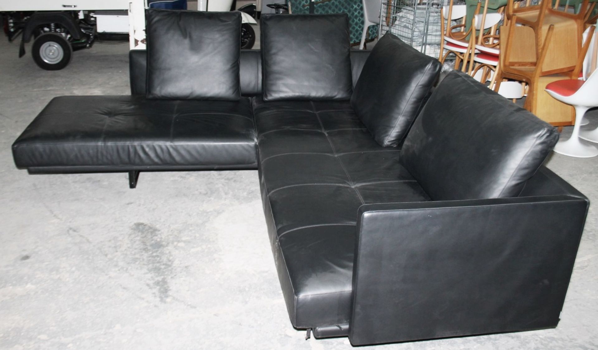 1 x WALTER KNOLL Designer Corner Sofa, Upholstered In A Soft Black Leather - Image 2 of 11