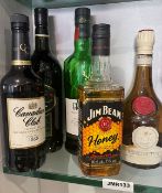 5 x Bottles of Various Spirits Including Canadian Club Whisky, Jim Beam Honey, Benedictine D.O.M
