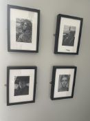 4 x Wall Pictures Featuring Well Known 1960's Actors - Black and White Images With Black Frames -