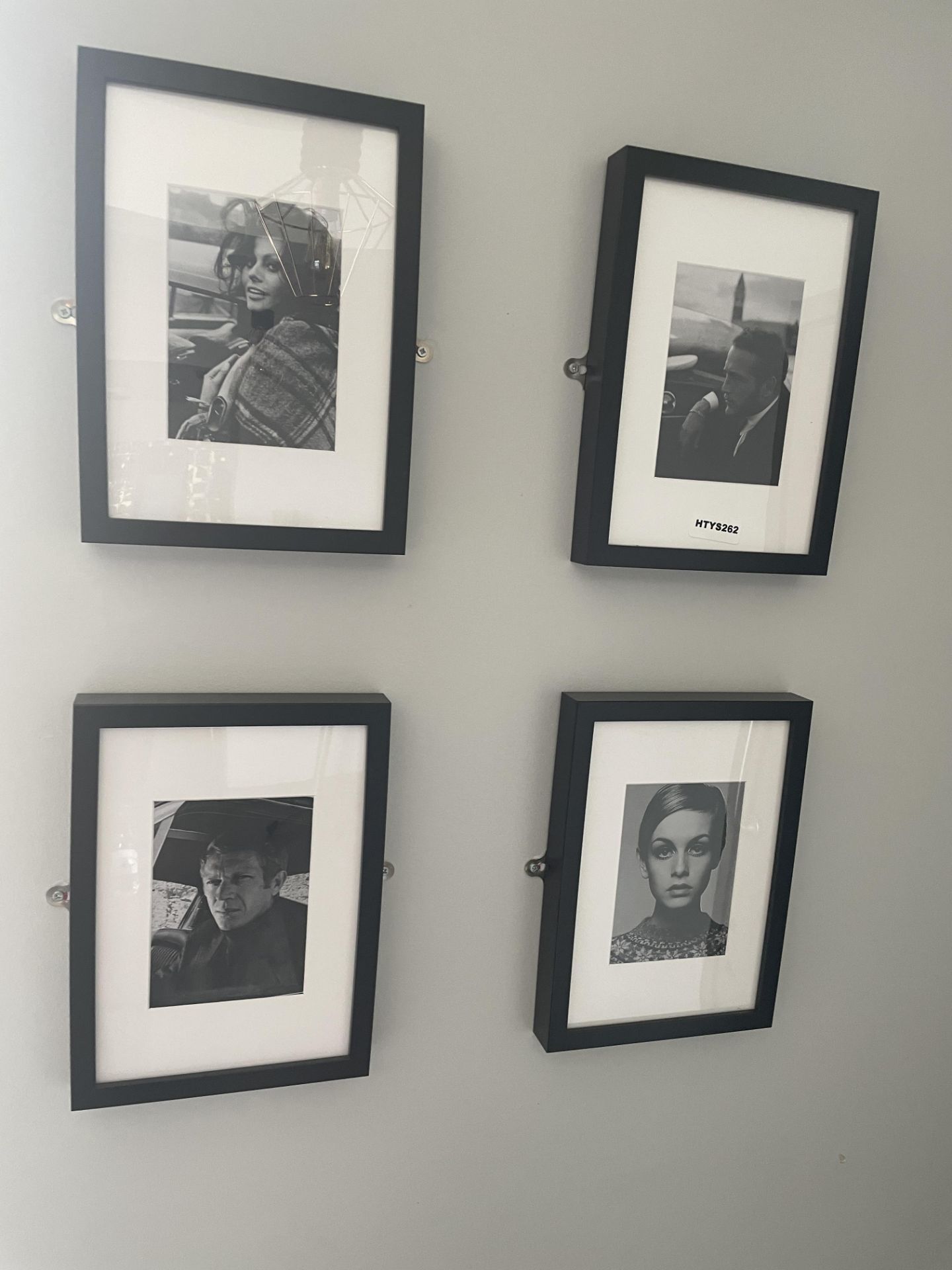 4 x Wall Pictures Featuring Well Known 1960's Actors - Black and White Images With Black Frames -