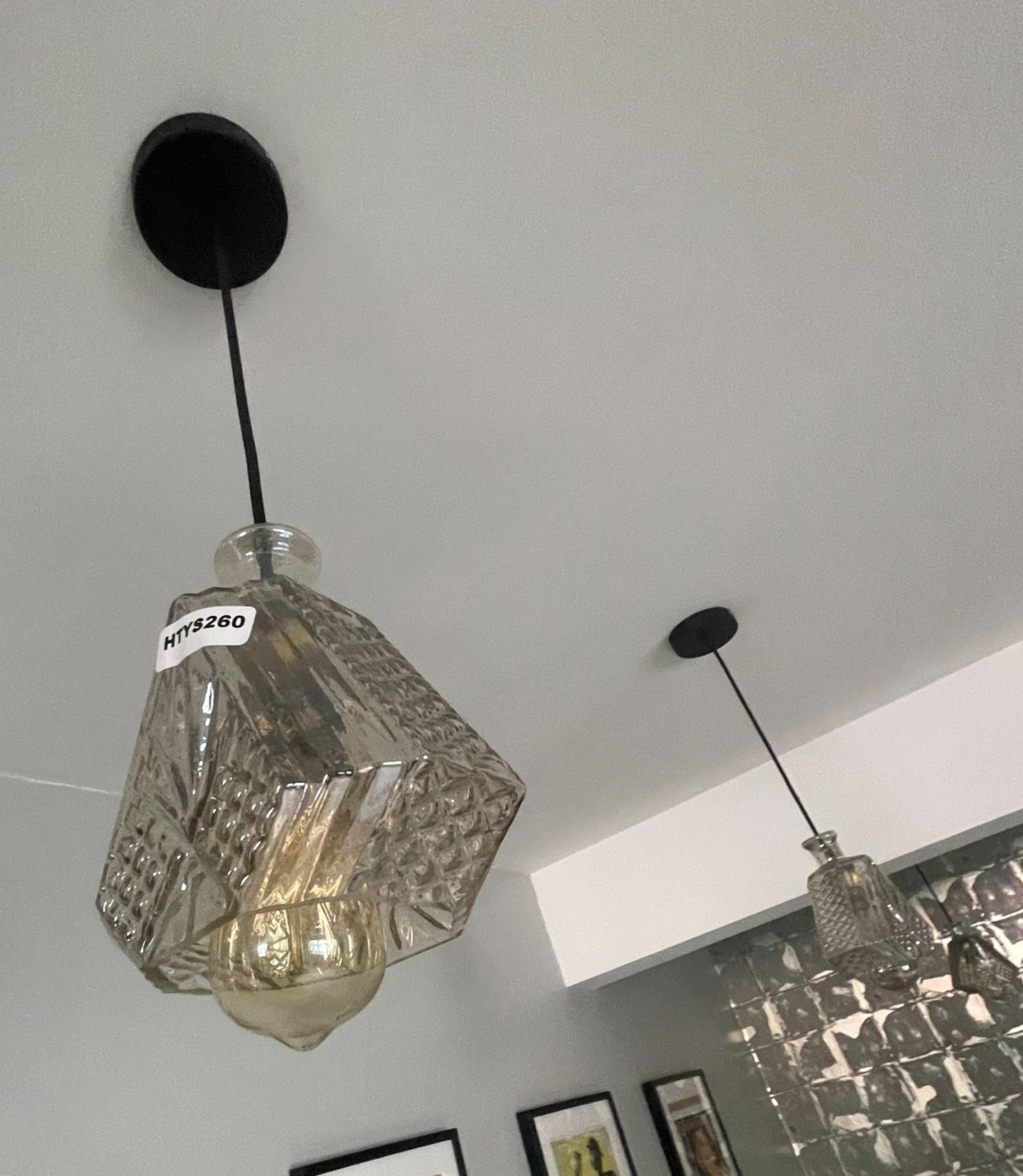 4 x Decorative Glass Ceiling Light Fittings - Suspended Drop 65cms - Image 3 of 5