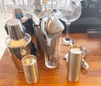 1 x Assorted Collection of Bar Utensils Including Spirit Measurers, Cocktail Shaking Equipment,