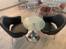 1 x Round 60cm Glass Table With Chrome Base and Two Contemporary Chairs - Ref: HTYS249 - CL782 -