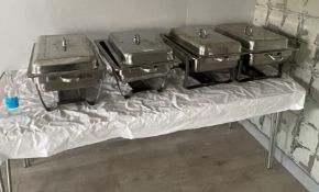 4 x Stainless Steel Chafing Dishes With Lids - Plus Fold Up Table 180 x 80 cms - Ref: HTYS255 -