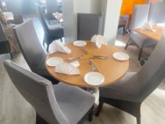 2 x Round Restaurant Dining Tables With 8 x High Back Dining Chairs With Removable Seat Covers