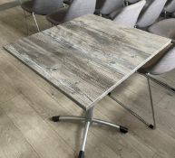 10 x Restaurant Dining Tables With a Driftwood Finish and Silver Bases - Size: 65 x 60cms - Ref: