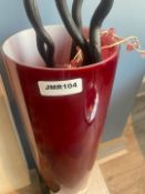 2 x Large Red Vases With Dried Wood Displays - Ref: JMR104 - CL782 - Location: Leicester,