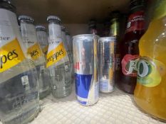 Approx 50 x Assorted Soft Drinks - Includes Tonix Water, Water, Red Bull and J20 - Contents of