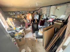 Contents of Entire Storage Room - Features Chairs, Pictures, Artwork, Plates, Cutlery Consumables,
