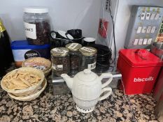 1 x Assorted Lot of Coffee Accessories Including Drawer Knocker, Pouring Jug, Cups and Sauces,