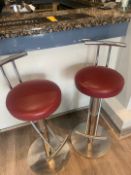 2 x Bar Stools With Chrome Bases and Red Seats - Ref: JMR105 - CL782 - Location: Leicester,