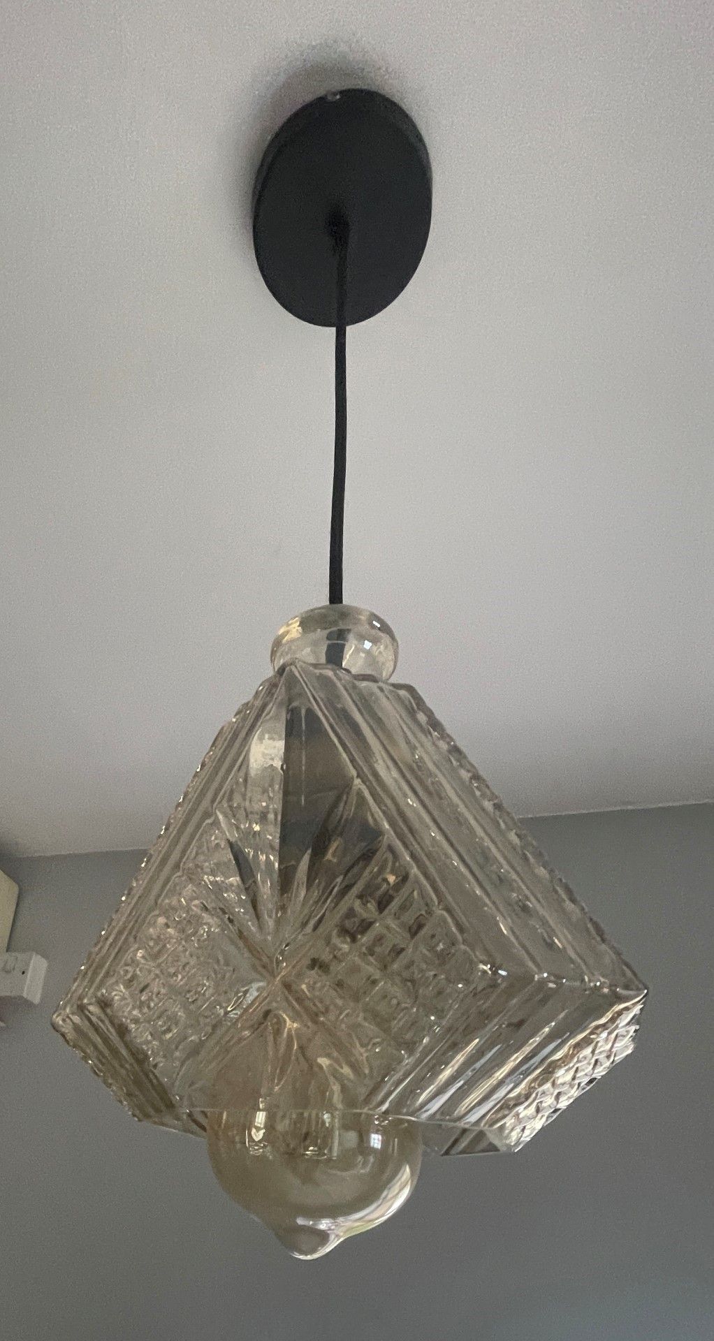 4 x Decorative Glass Ceiling Light Fittings - Suspended Drop 65cms - Image 4 of 5