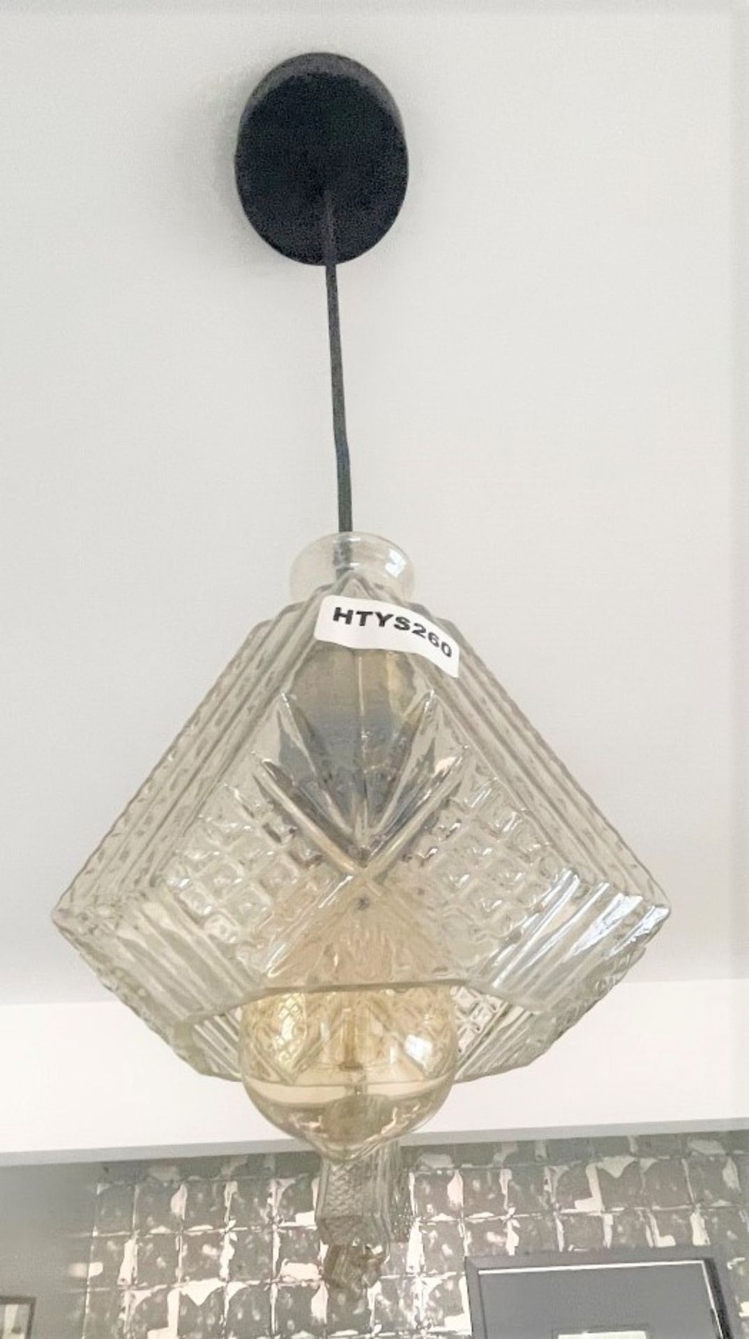 4 x Decorative Glass Ceiling Light Fittings - Suspended Drop 65cms