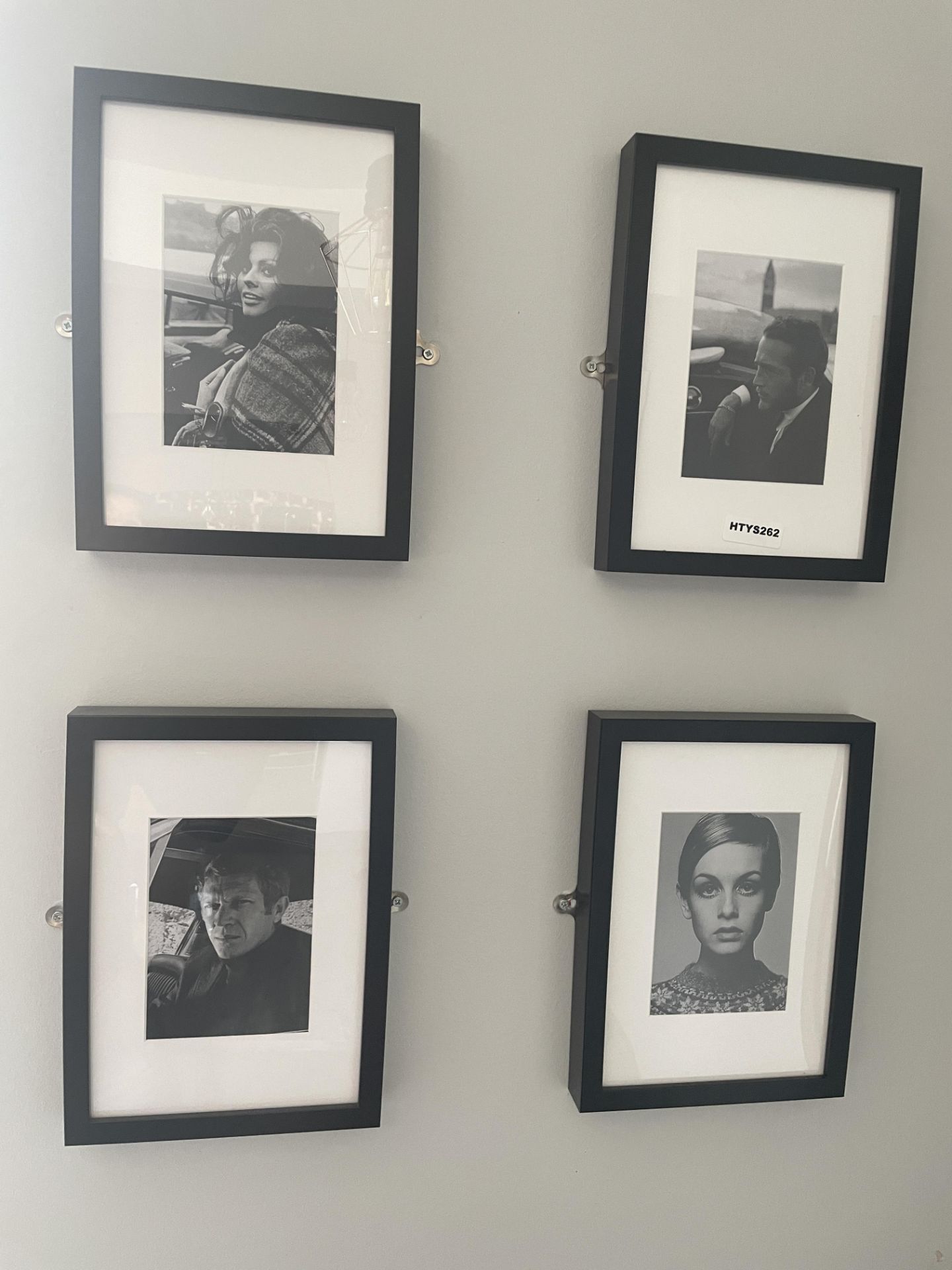 4 x Wall Pictures Featuring Well Known 1960's Actors - Black and White Images With Black Frames - - Image 4 of 8