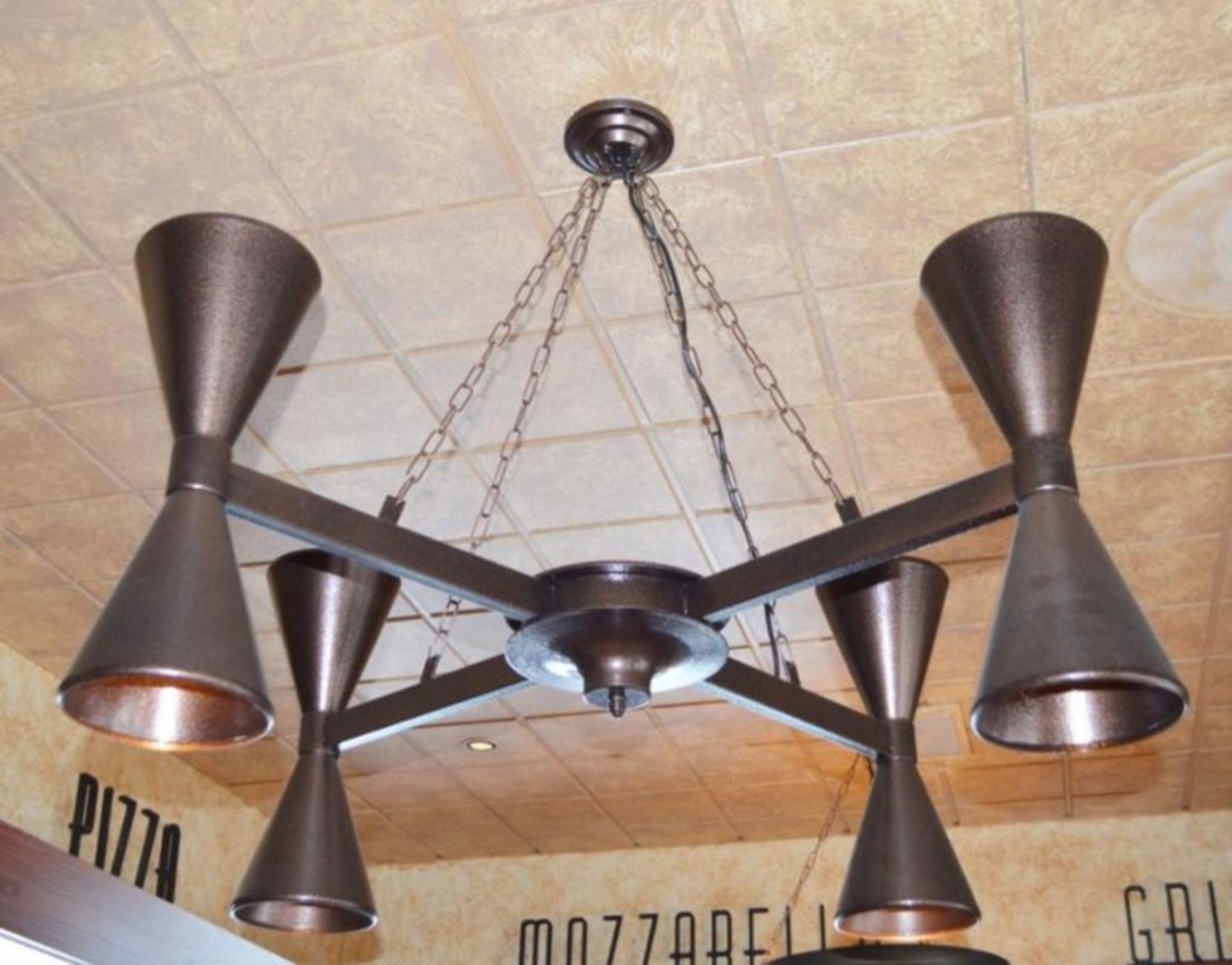 2 x Impressive 4 Arm Chandelier Light Fittings With Brown Pitted Finish