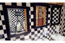 7 x Bathroom Wall Mirrors With Black Frames - Various Sizes Included - CL790 - Location: Bradford