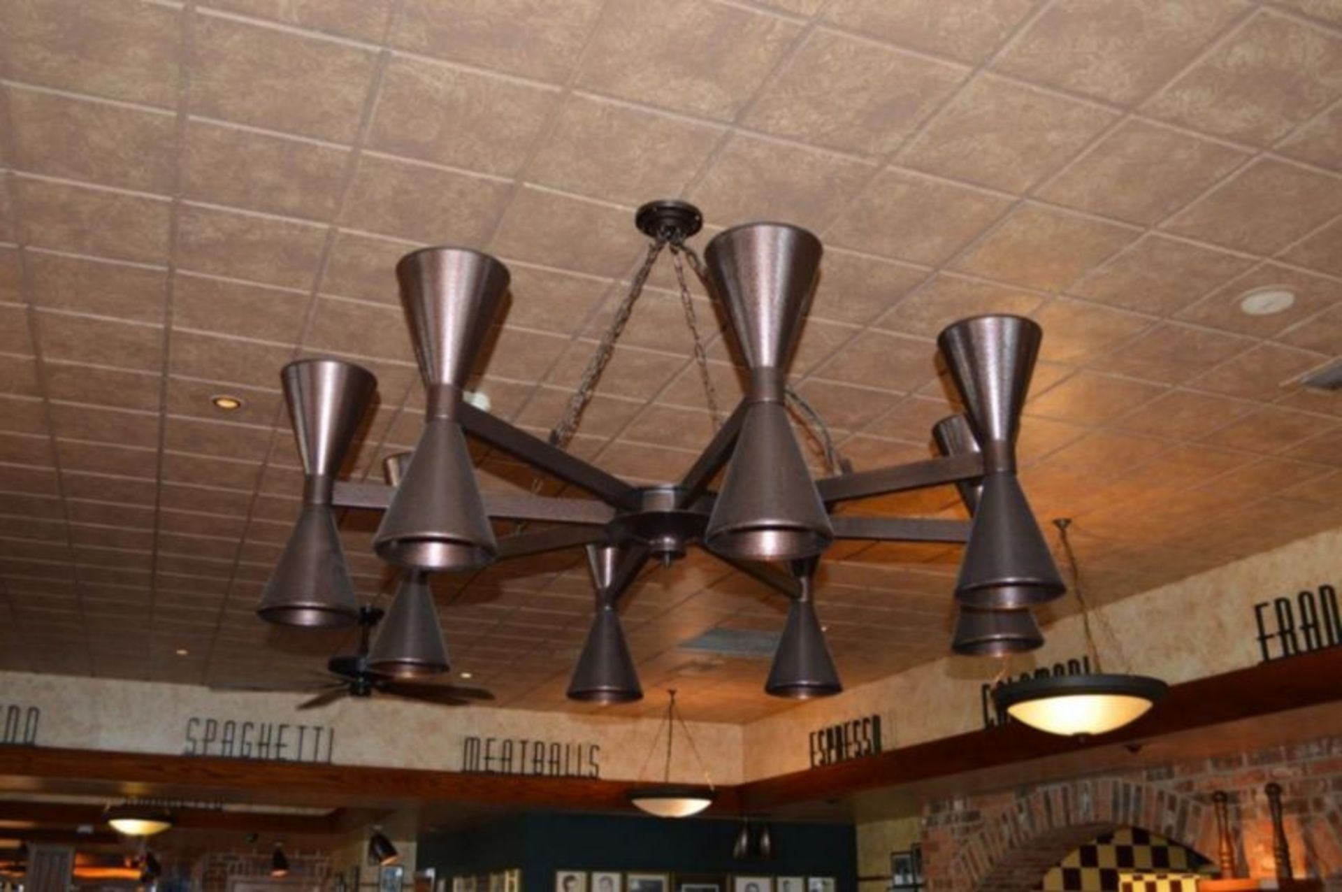 1 x Large and Impressive 8 Arm Chandelier Light Fitting With Brown Pitted Finish - Image 2 of 8