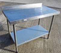 1 x Stainless Steel Prep Table With Undershelf and Upstand - Size: H93 x W120 x D70 cms