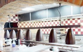 7 x Food Warming Heat Lamps For Passthrough Server Areas - 7 Lamps With a Curved Mounting Bracket