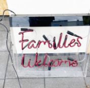 1 x Restaurant Neon Window Sign in Acrylic Case - FAMILIES WELCOME - Size:  x  cms