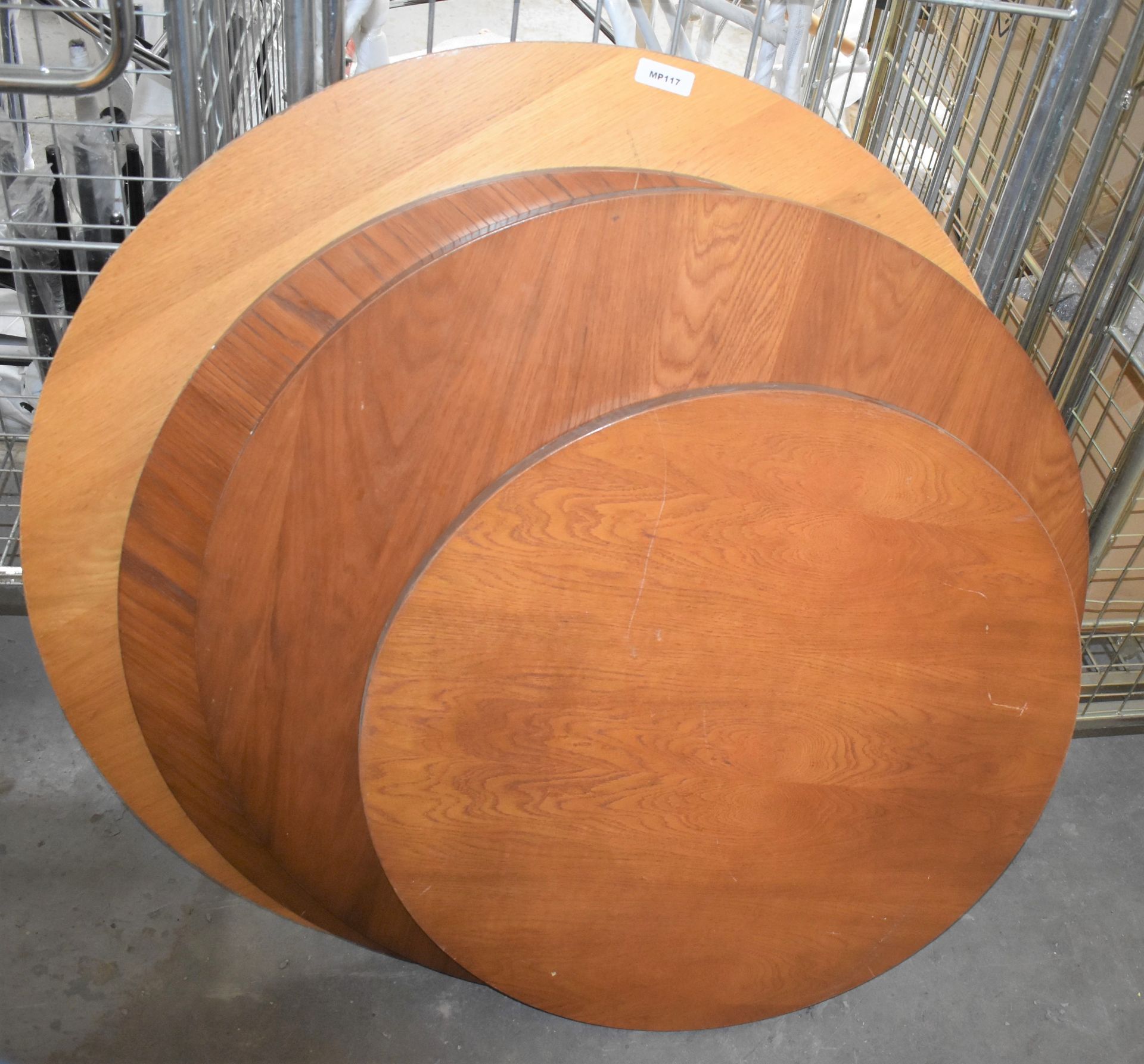 4 x Round Restaurant Dining Table Tops - Sizes Included 100cm, 100cm, 90cm and 75cm