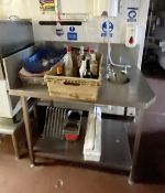 1 x Raw Meat Preperation Bench With Hand Wash Sink Bowl and Oversized Upstand