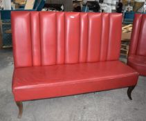 5 x Red Leather High Back Seating Bench With Queen Anne Legs