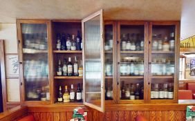 1 x Illuminated Wine Bottle Display Cabinet With Ribbed Glass Doors - Wooden Carcass With Six Doors
