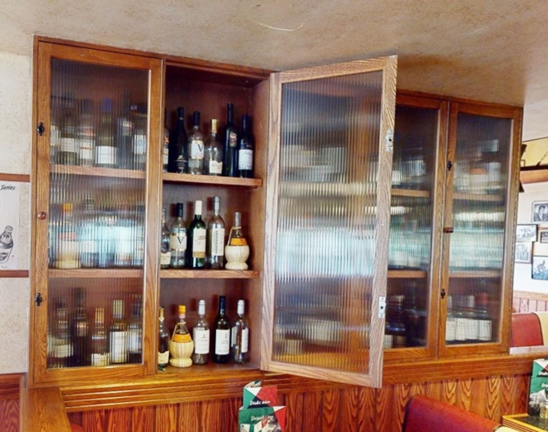 1 x Illuminated Wine Bottle Display Cabinet With Ribbed Glass Doors - Wooden Carcass With Six Doors - Image 2 of 4