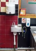 1 x Stainless Steel Wall Mounted Hand Wash Basin With Soap and Handwash Dispensers