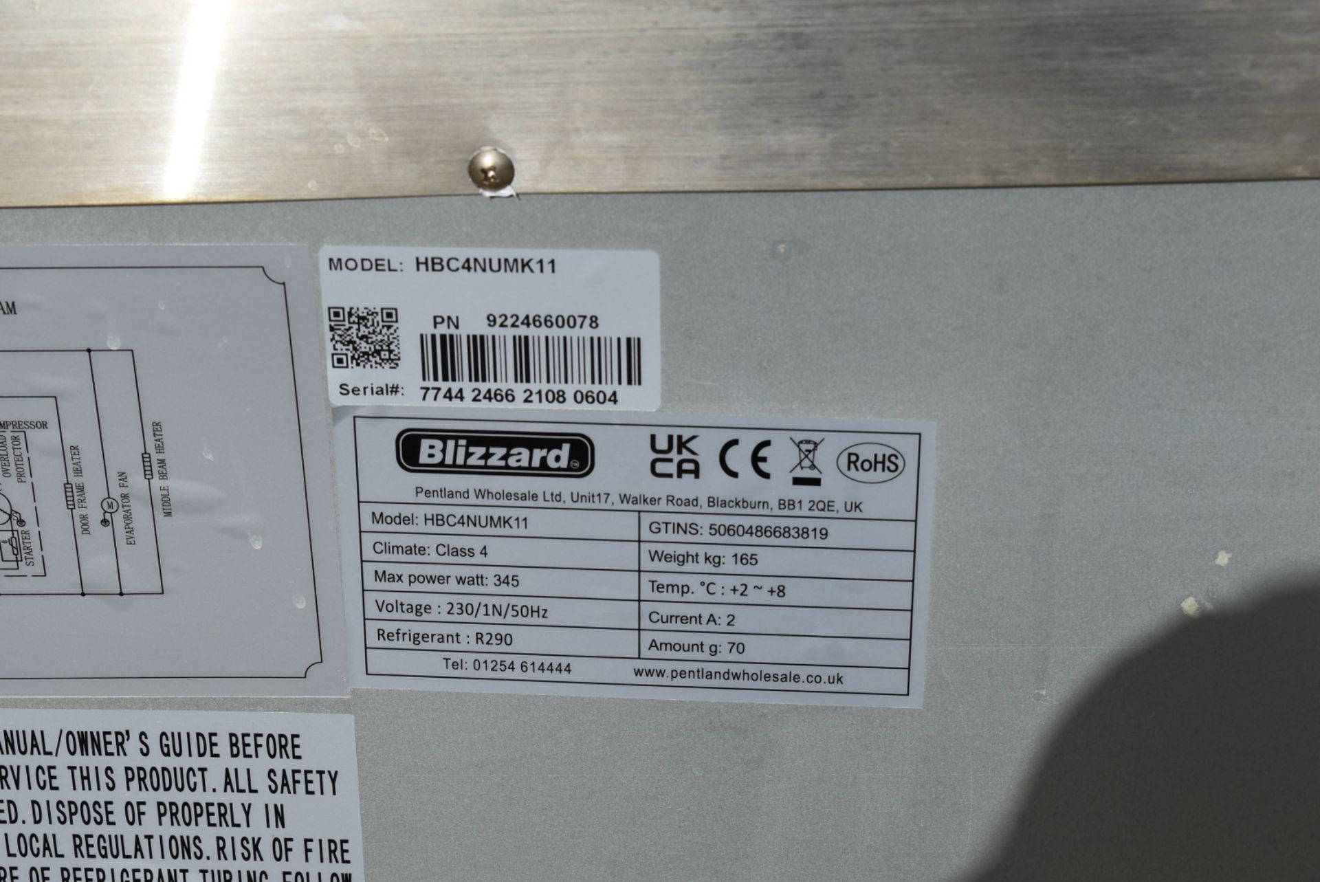 1 x Blizzard Four Door Commercial Prep Counter Fridge - Model: HBC4NU MK11 - RRP £2,000 - Image 11 of 11