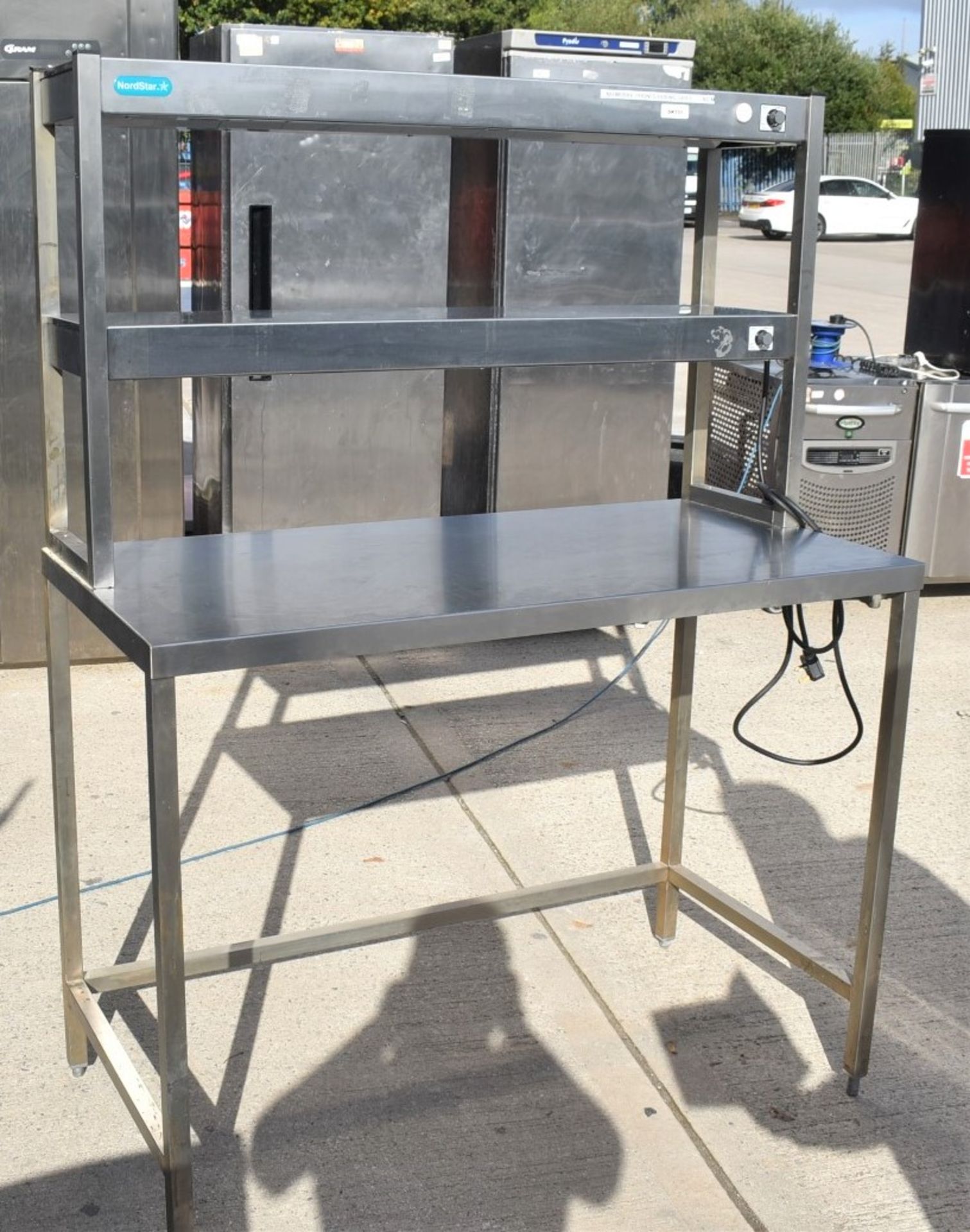 1 x Heated Passthrough Gantry Prep Table With Two Shelves and Adjustable Heat Controls