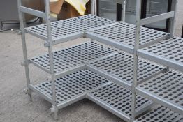 1 x Cold Room L Shaped Shelving Unit With Aluminium Frame and Perforated Shelf Panels