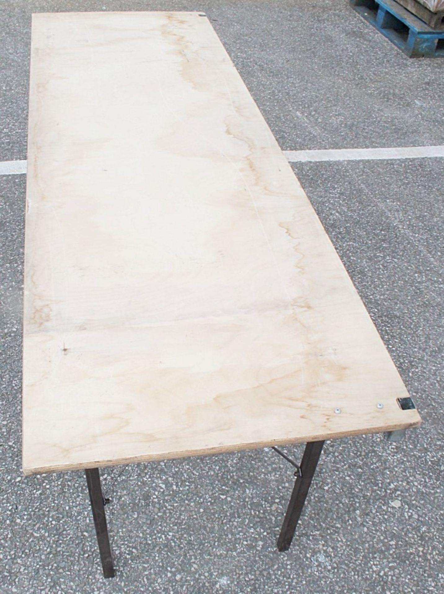 1 x Folding 6ft Wooden Topped Rectangular Trestle Table - Recently Removed From A Well-known - Image 2 of 6